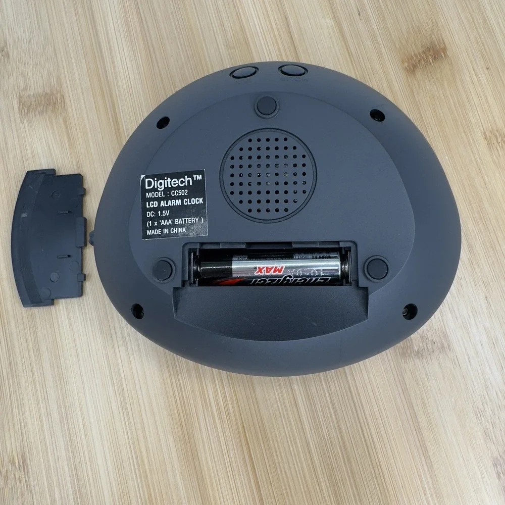 DigiTech CC502 LCD Alarm Clock Oval Digital Battery Operated Gray